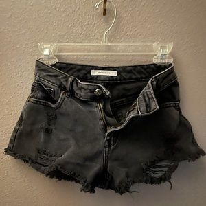 Black high rise jean shorts